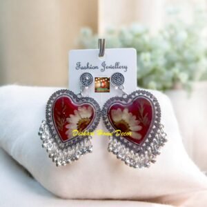 Resin Ear Rings with Small Oxidized Bezels